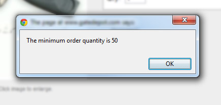 how minimum order quantity is displayed in product page